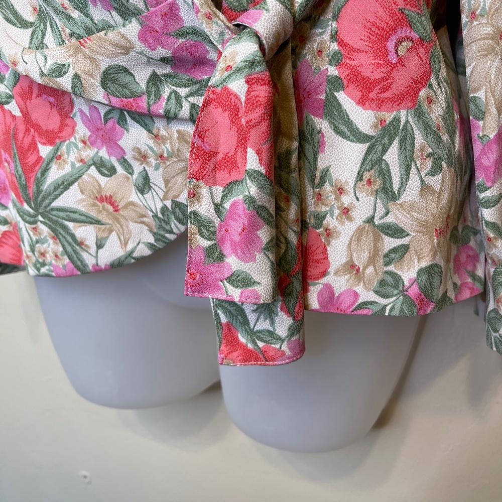 BELLE VOGUE | VTG Rare Floral Pattern Side Tie Lounge Blazer Jacket - Picture 8 of 14